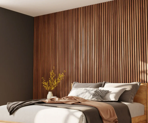 Dinding dengan Wallpaper Berbahan Papan Kayu